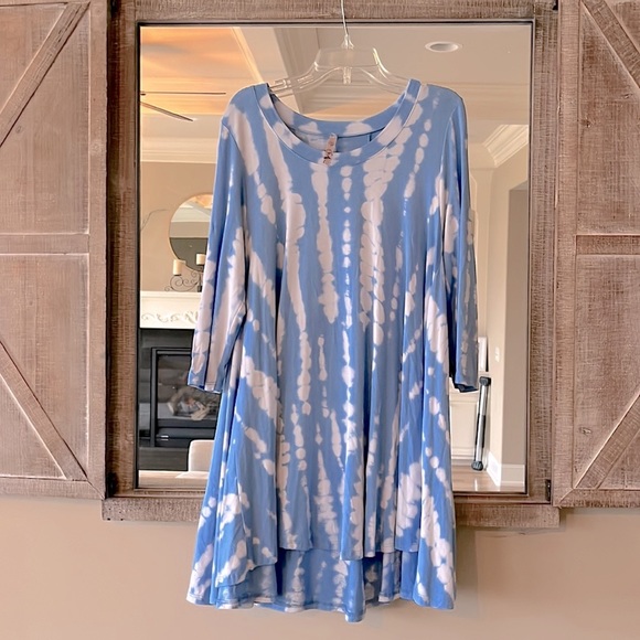 Tie Dye Tunic Dress High Low Flowy Sky Blue Womens Small - Picture 6 of 15